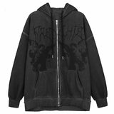 Joskaa Women Hip Hop Streetwear Hoodies Women Zip Up Hoodie Angel Dark Print Jacket Coat Goth Harajuku 2022 Y2k Clothes