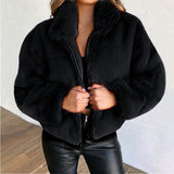 Christmas Gift Elegant Solid Chic Zipper Office Tops Coats New Winter Women Fur Faux Fur Coat Warm Soft Jackets Ladies Fashion Casual Outwears