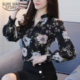 Joskaa new spring long sleeve blouses fashion slim casual print plus size elegant OL style women shirts chiffon clothing D556 30