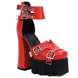 Joskaa INS Hot Big Size 43 Platform Extreme High Heels Black Red Gothic Style Party Cool Gladiator Sandals Summer Shoes Woman