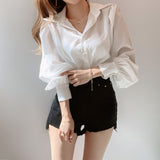 JOSKAA Korean Loose Chic Women Blouse Simple Versatile Lapel Long Sleeve Shirt Elegant Women Shirt Tops Pink Tops Blusas Mujer 12492