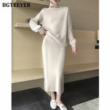 Christmas Gift BGTEEVER Autumn Winter Ladies 2 Pieces Sweater Set Women Turtleneck Pullover Jumpers & Elastic Mid-length Pencil Knitted Skirts