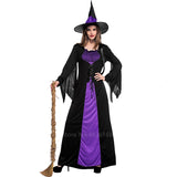 Halloween Joskaa Halloween Witch Vampire Costumes For Women Adult Scary Purple Carnival Party Performance Drama Masquerade Clothing With Hat