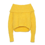 Christmas Gift Kuzuwata Japanese Sweet Jumpers 2021 Autumn New Pullover Slash Neck Lapel Backless Drawstring Long Sleeve Solid Knitted Sweaters