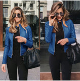 Autumn And Winter New Solid ColorJacket Women's PU Leather Warmth Fashion Long-Sleeved Jacket Thickening Women