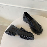 Joskaa Round Toe Street Style Chunky Heel Platform Women Loafers Shoes Black Punk Y2K Designer High Heel Women Pumps220901