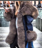 Joskaa Hot Fox Fur Lining Parker Long Winter Jacket Women's Top Winter Parka Luxury Large Fur Collar Hooded Jacket220920