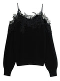 Christmas Gift Kuzuwata Autumn Winter Sweaters New Women Jumpers Exquisite Embroidered Lace Sexy Slash Neck Long Sleeve Knitting Pullovers