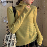 Christmas Gift BGTEEVER Casual Warm Turtleneck Sweaters for Women 2021 Autumn Winter Skinny Full Sleeve Ladies Knitted Pullovers Female Tops