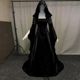 Halloween Joskaa Medieval Vintage Dress Gothic Dresses Halloween Renaissance Hooded  Floor Length Cosplay Dress Princess Boho Victorian Dress