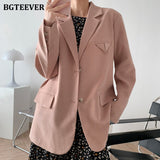 Christmas Gift BGTEEVER Casual Loose Single-breasted Mint Green Women Suit Blazer 2021 Spring Elegant Notched Collar Full Sleeve Female Jackets