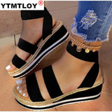 Women Summer Ankle Strap Sandals Rainbow Color Platform Wedges Heel Peep Toe Fashion Casual Beach Ladies Shoes Zapatos De Mujer