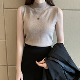 Christmas Gift Blusas Mujer De Moda 2021 Korean Sleeveless Blouses Summer Casual Women Clothing New Women Tops Knit Ladies Clothes 8623 50