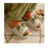 2022 Winter Women Slipper Indoor Home Antiskid Cotton Slippers Frog Cartoon Cute Soft Bottom Warm Open Toe Plush Slippers Man