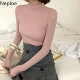 Christmas Gift Neploe 2021 Fall Winter Ruffles Sweater Turtleneck Ruched Women Sweaters High Elastic Solid Female Slim Sexy Knitted Pullovers