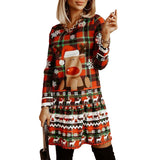 Joskaa 2022 Christmas Women's A-Line Dress Printing O-Neck Long Sleeved Knittted Spring/Autumn Casual Party Holiday Mini Dresses