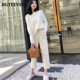Christmas Gift Casual Sweater Tracksuit O-neck Pullovers & High Waist Pants Women Sweater Sets Knitted Set Autumn Winter Knitted 2 Pieces Set