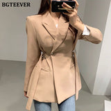 Christmas Gift BGTEEVER Fashion Chic Slim Waist Women Solid Blazer Elegant Office Wear Single Button Female Suit Jacket 2021 Spring