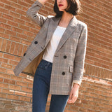 Christmas Gift Vintage Notched Bouble Breasted Plaid Women Blazer Thicken Autumn Winter Jackets Female Retro Suits Coat 2018 Work high quality