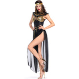 Halloween Joskaa Adult Sexy Halloween Cosplay Greek Goddess Egyptian Queen Cleopatra Costume Women PU Leather Masquerade Party Dress