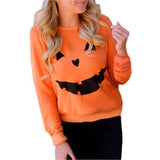 Halloween Joskaa Hot Sale Women Halloween Pumpkin Print Long Sleeve Sweatshirt Pullover Tops Blouse Shirt Female Casual Hoodies Tracksuit