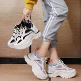 Joskaa Spring Women Fashion Chunky Sneakers Thick Bottom Platform Casual Shoes Woman Lace Up Breathable Mesh Sport Shoes