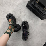 Gothic Lolita PU Leather Shoes Women Spring Japanese Literary Student Girl Black T-Strap Buckle Bullock Shoes Mary Jane shoes