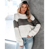 Thanksgiving Gift Autumn Winter New Fashion Knitting Loose Women's Sweaters Casual All Match Street Stripe Long Sleeve O Neck Ladies Sweaters