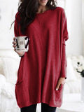 Christmas Gift O-neck Long Sleeve Gradient Color Loose Casual Dress Women 2019 Spring Autumn Pocket Long Tops Plus Size 5xl Ladies Dresses