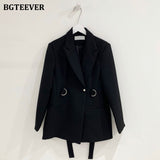 Christmas Gift BGTEEVER Fashion Chic Slim Waist Women Solid Blazer Elegant Office Wear Single Button Female Suit Jacket 2021 Spring