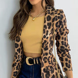 Graduation Gift  Leopard Print Slim Office Lady Blazer Long Sleeve Turndown Collar Women Autumn Blazer 2021 New Open Stitch Casual Female Coat