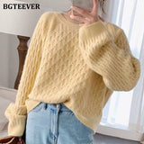 Christmas Gift BGTEEVER Vintage Chic O-neck Sweater Women Argyle Plaid Knitting Tops Casual Loose Warm Knitted Jumper Female Autumn Winter 2020
