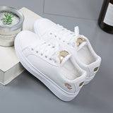 2022 Women Casual Shoes New Spring Women Shoes Fashion Embroidered White Sneakers Breathable Flower Lace-Up Women Sneakers