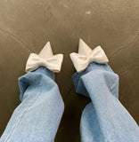 JOSKAA Summer Women's Slippers Bowknot Cat Heel Low Heel Mid Heel Pointed Toe Shoes Slippers High Heels