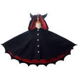 Halloween Joskaa Bat Hoodie Cloak Coat Winter Women Halloween Party Gothic Punk Black Devil Bat Wing Vampire Demon Costume Hood For Child