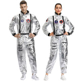 Halloween Joskaa Adult Men Women Silver Alien Astronaut Spaceman Cosplay Jumpsuit Halloween Party Space Astronaut Pilot Couple Costume