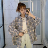 Christmas Gift JMPRS Plaid Shirts Women Long Sleeve Casual Loose Fashion Simple All-match Students Button Up Korean Style Shirt New 2021 Tops