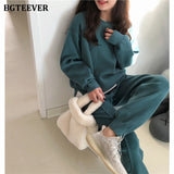 Christmas Gift BGTEEVER Casual Ladies 2 Pieces Sweater Set Long Sleeve Pullovers & Harem Pants 2021 Autumn Winter Women Knitted Set