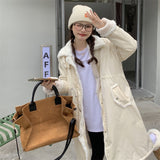 Black Friday Sales Plus Size Sweet Mid Women Coat Korean Autumn Winter Fashion Plus Velvet Thickening Ruffle Loose Send To Overcome Woolen Clothes