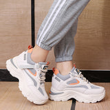 Joskaa Spring Women Fashion Chunky Sneakers Thick Bottom Platform Casual Shoes Woman Lace Up Breathable Mesh Sport Shoes