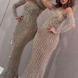 Graduation Gift 2022 New Arrival Sexy Prom Dresses Women Long Sleeve Bodycon Cocktail Party Robe Elegant Formal Evening Vestido