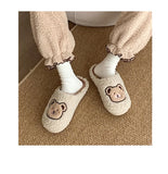 2022 Winter Women Slipper Lovely Bear Cartoon Plush Cotton Home Slippers Female Indoor Household Anti-Skid Thick Bottom Slipper