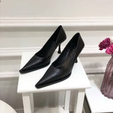 Joskaa NEW Women's Shoes LEATHER Woman High Heels Pointed Toe Women Pumps For Fashion Office Lady Slip On Sock Free White Black