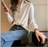 Joskaa 2022 Autumn Fashion Plus Size 4XL Blouse Casual Loose Women Shirts Long Sleeve Buttons White Shirt Women Tops Streetwear 11384