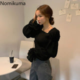 Christmas Gift Nomikuma Women Blouses Autumn New Solid Korean Chic Square Collar Puff Sleeve Shirts Tops Femme Fashion Casual Lady Blusa 3d121