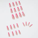24pcs coffin nail tips Meat pink peach Ballet removable Manicure patch press on nails with glue sticker