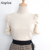 Christmas Gift Neploe O Neck Shoulder Strapless Pullover Knit Sweater Women O Neck Pullover Long Sleeve Pull Femme Spring Summer Solid Sueter