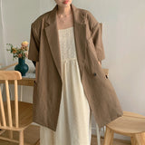 New Summer Women's Blazers Pockets Formal Jackets Vintage Fashionable Korean Oversize Office Lady Elegant Wild Tops JK3339
