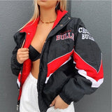Joskaa Women's Winter New Printed Casual Loose Long Sleeve Windbreaker Jacket Trend Hooded Jacket Fashion 924