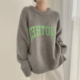 Christmas Gift JMPRS Fashion Letter Printed Knitted Female Pullovers O-neck Long Sleeve Women Sweaters Autumn Winter 2021 New Outerwear Tops